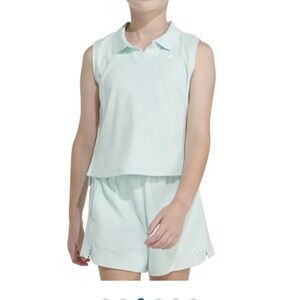 adidas Girls 14 loose fit Sleeveless Terry Cloth Polo Tank Top
